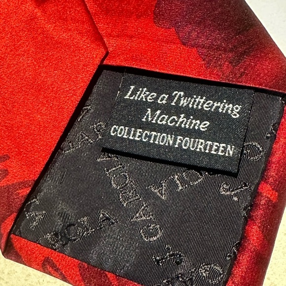 J. GARCIA Art in Neckwear - Vibrant Red Christmas Artistic Tie New With Tags - Picture 6 of 6